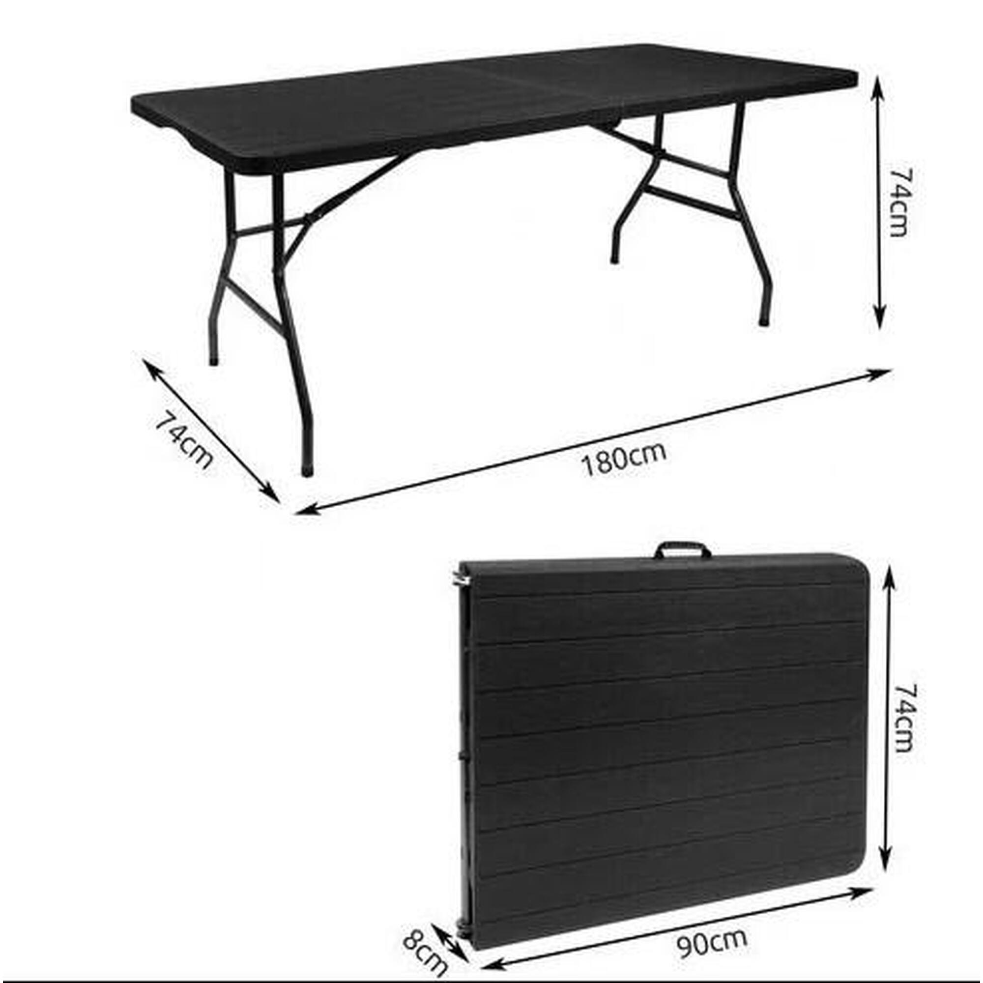 Masa pliabila, blat HDPE / cadru otel 180x74x74 cm, camping, neagra