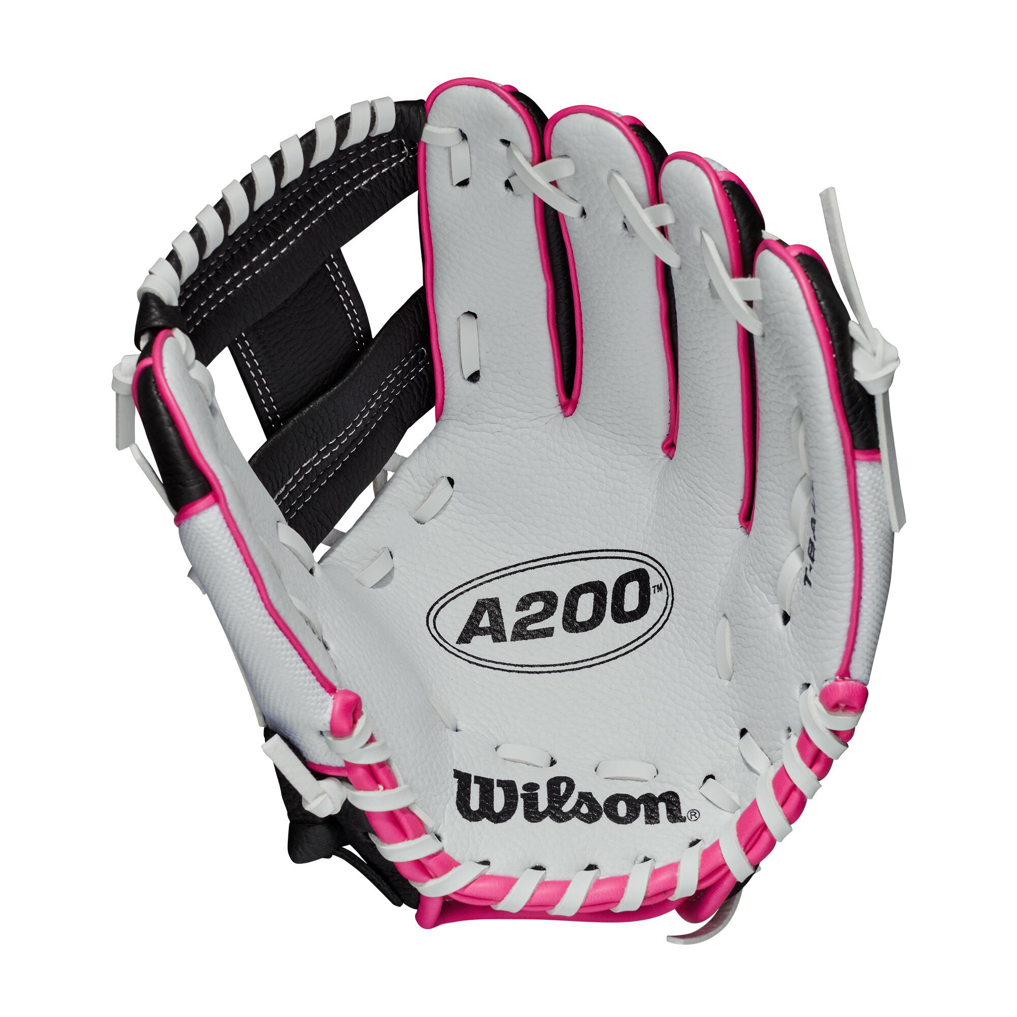 Wilson A200 Junior 10in Baseball Glove - Wh / Bl  /Pk 3/5