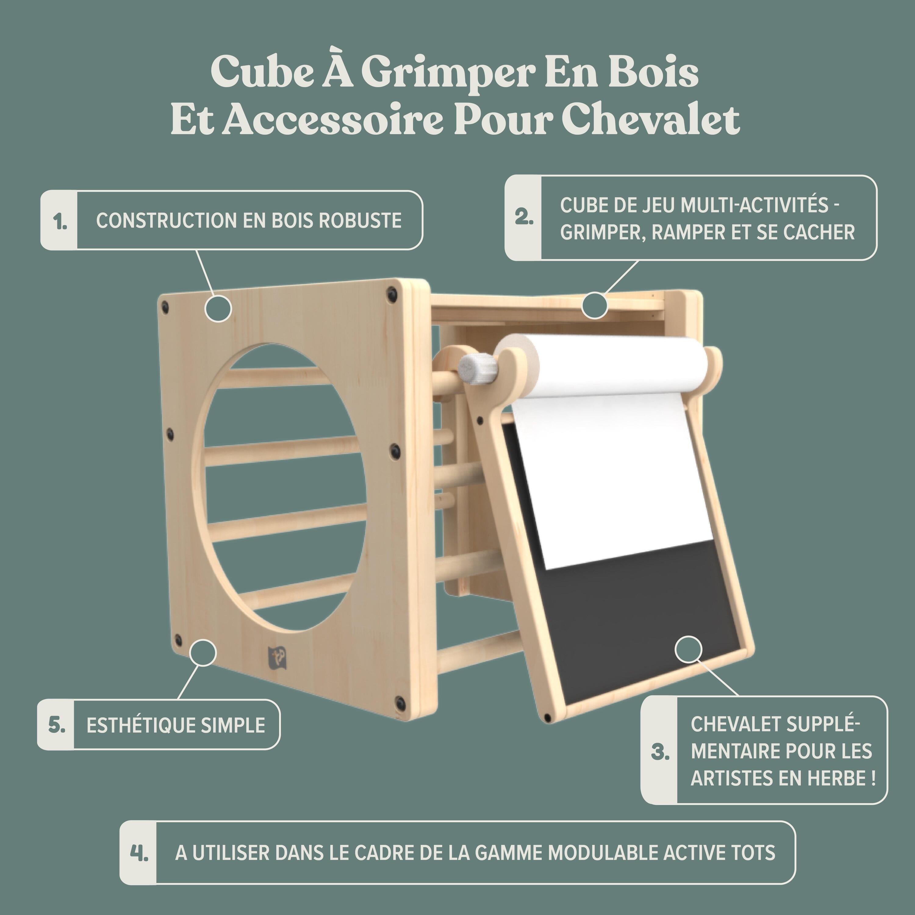 Klimkubus met creatief bord MONTESSORI bruin FSC® 3/5