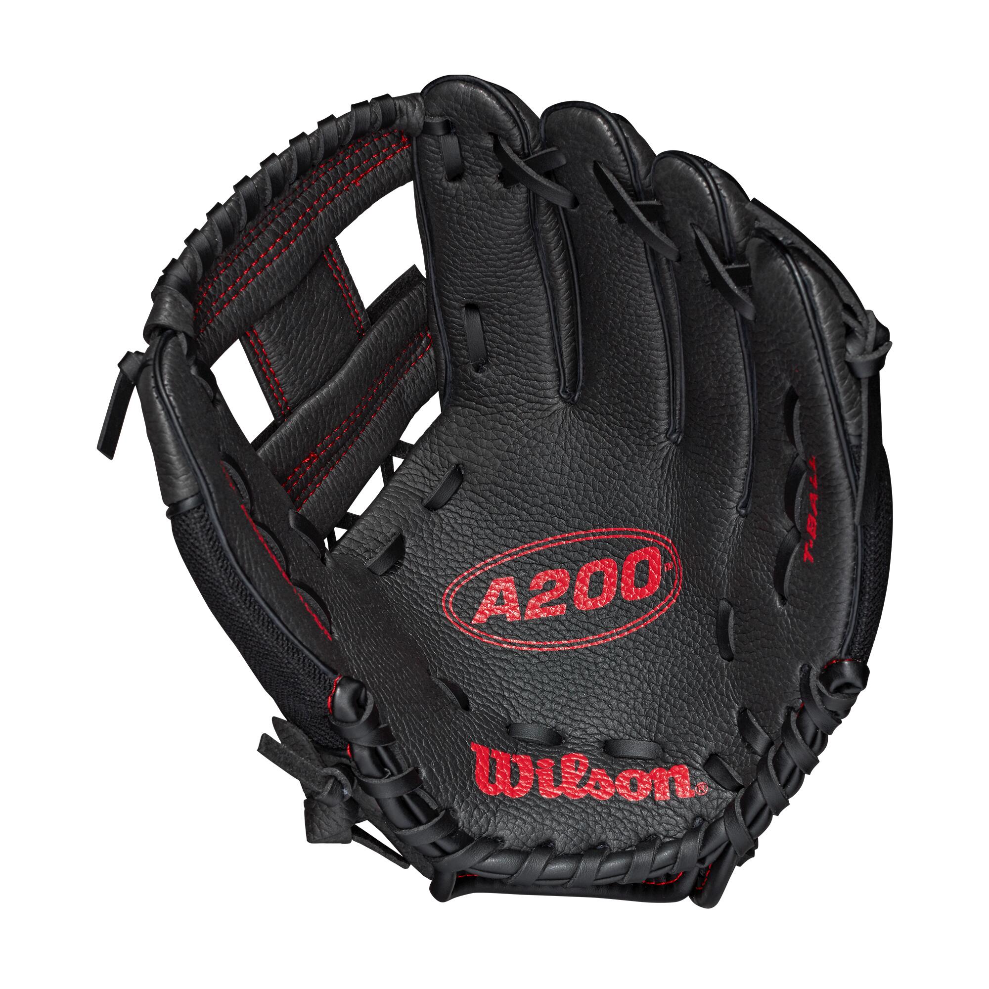 Wilson A200 Junior 10in Baseball Glove - Blk / Rd 3/5