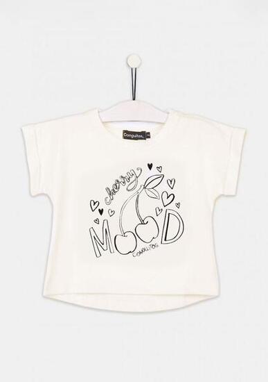 Camiseta blanca "Solar Cherries" para niña