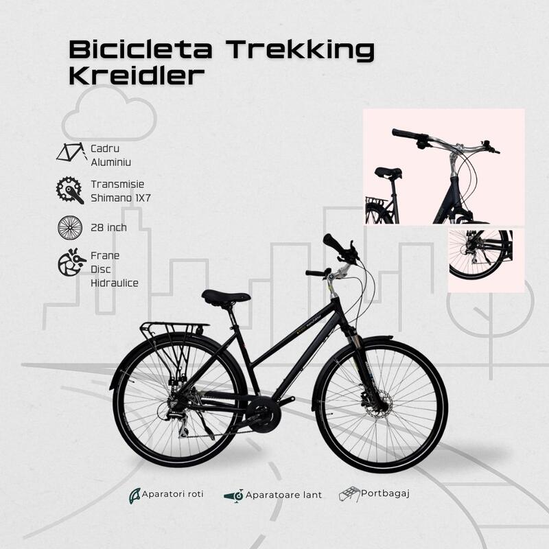 Bicicleta Trekking Kreidler - 28 Inch, M, Negru