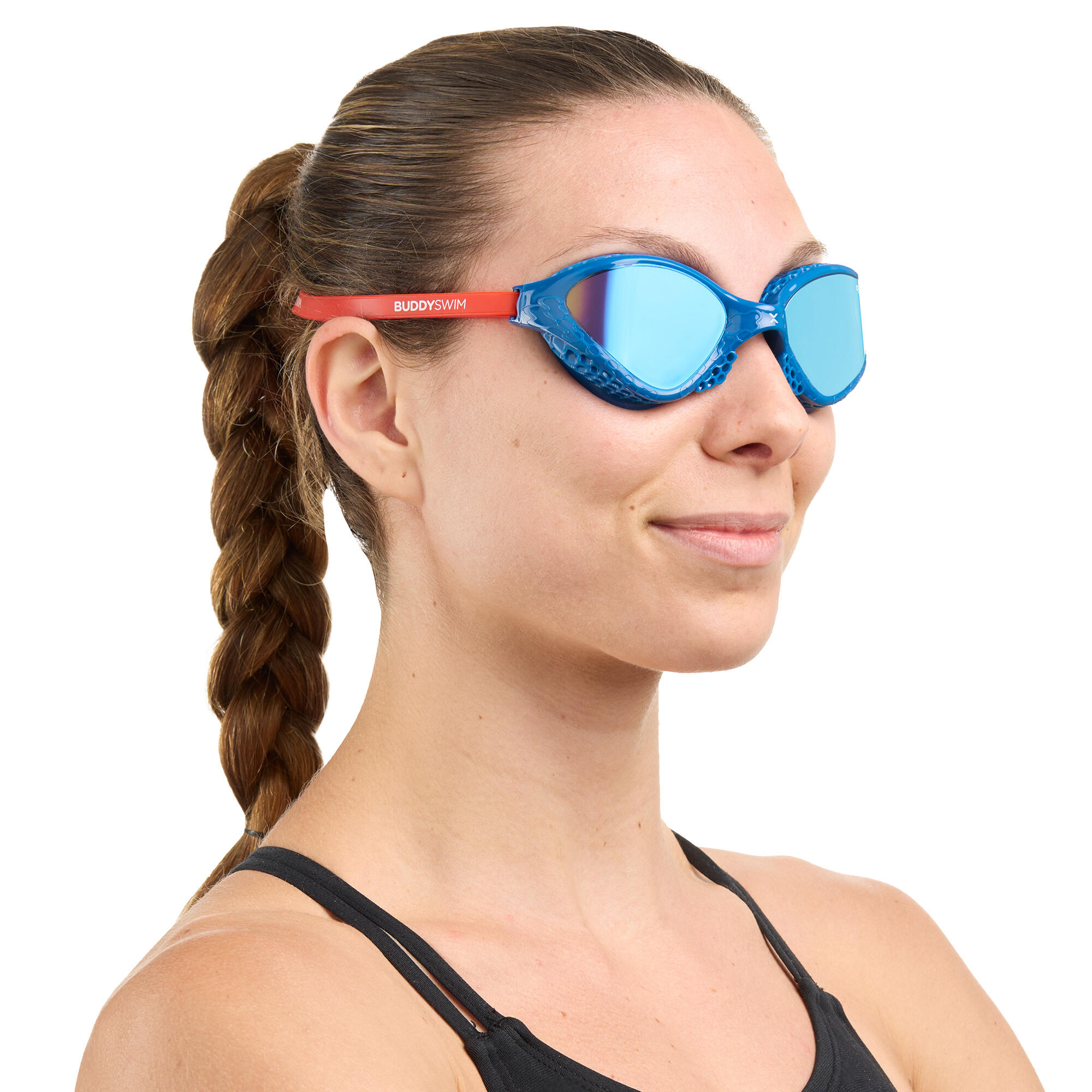 Occhialini da nuoto OzeanX per acque libere e triathlon Navy-Rosso/Blu Mirror 3/5