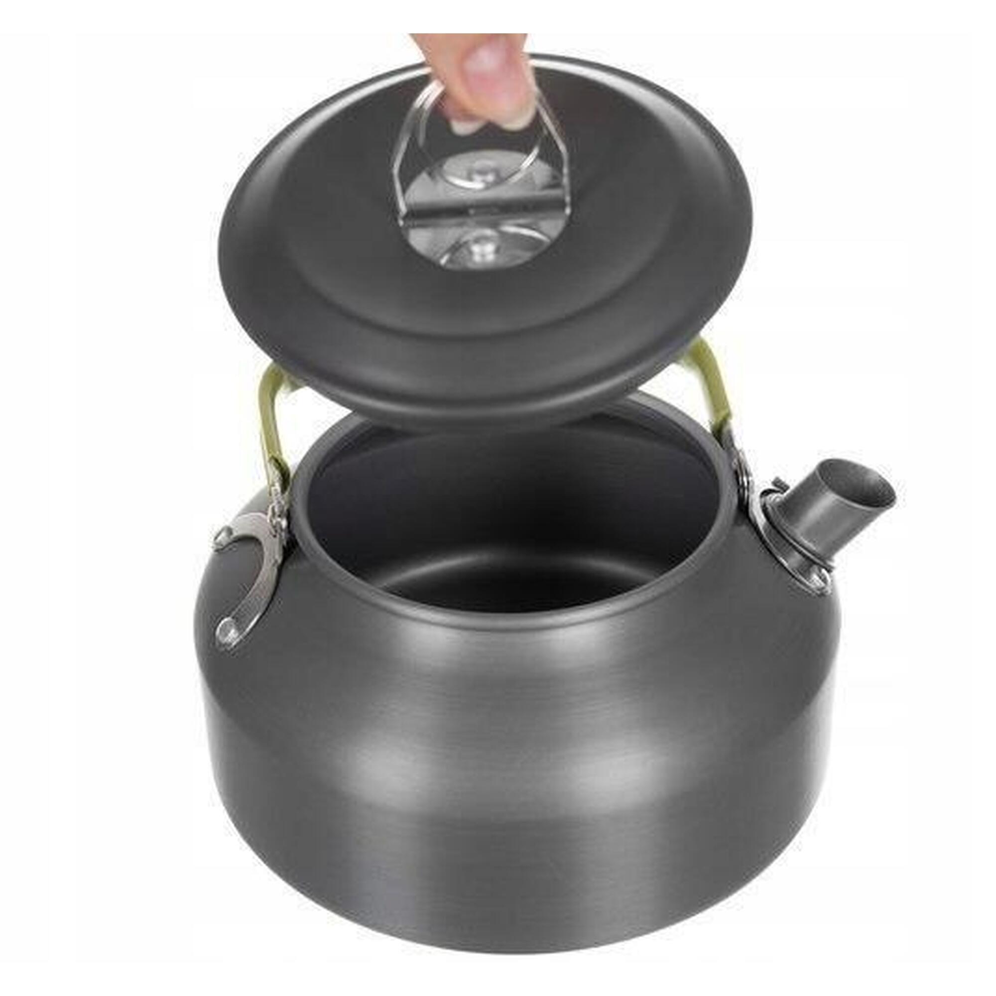 Set complet camping pentru gatit, 18 piese, aluminiu