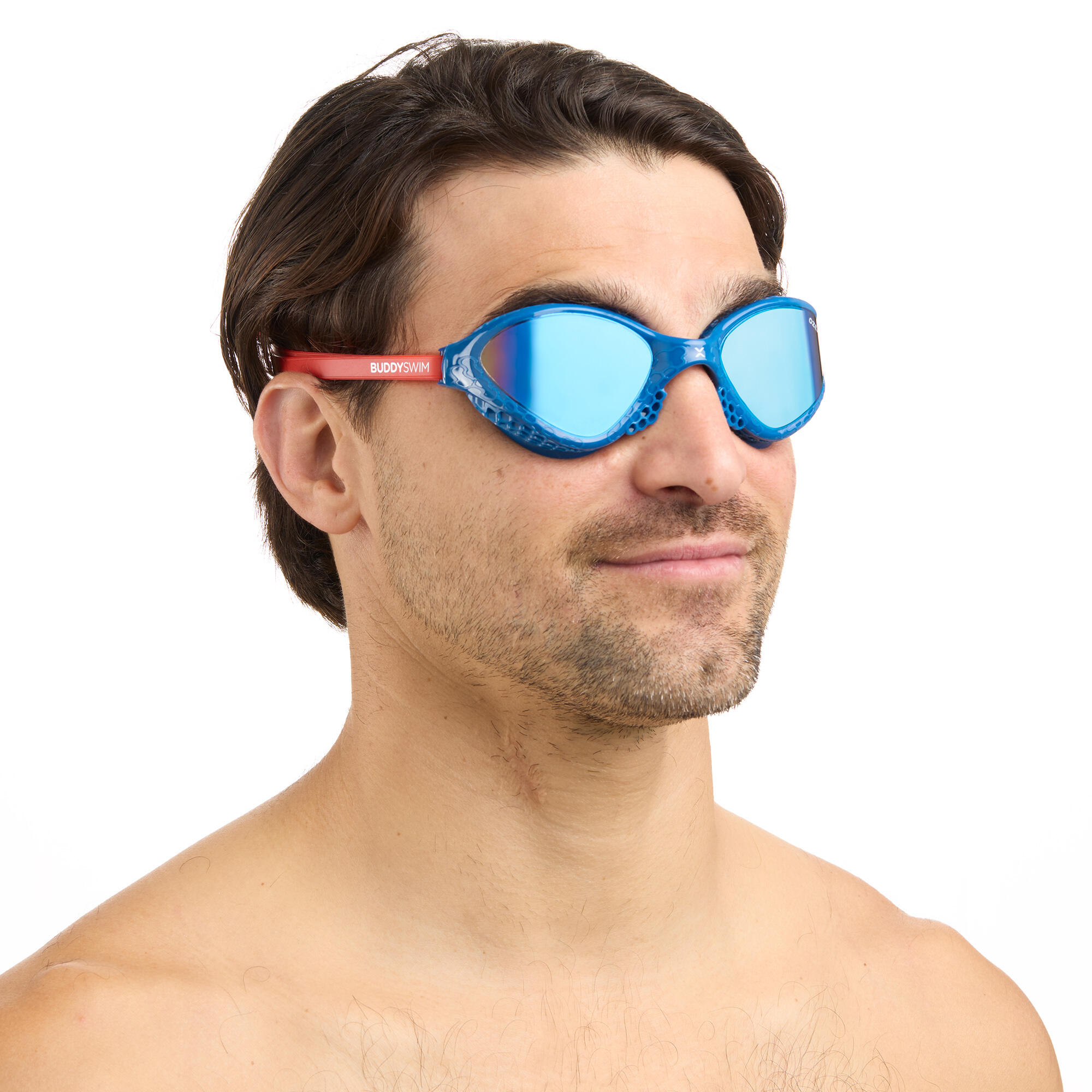 Occhialini da nuoto OzeanX per acque libere e triathlon Navy-Rosso/Blu Mirror 4/5