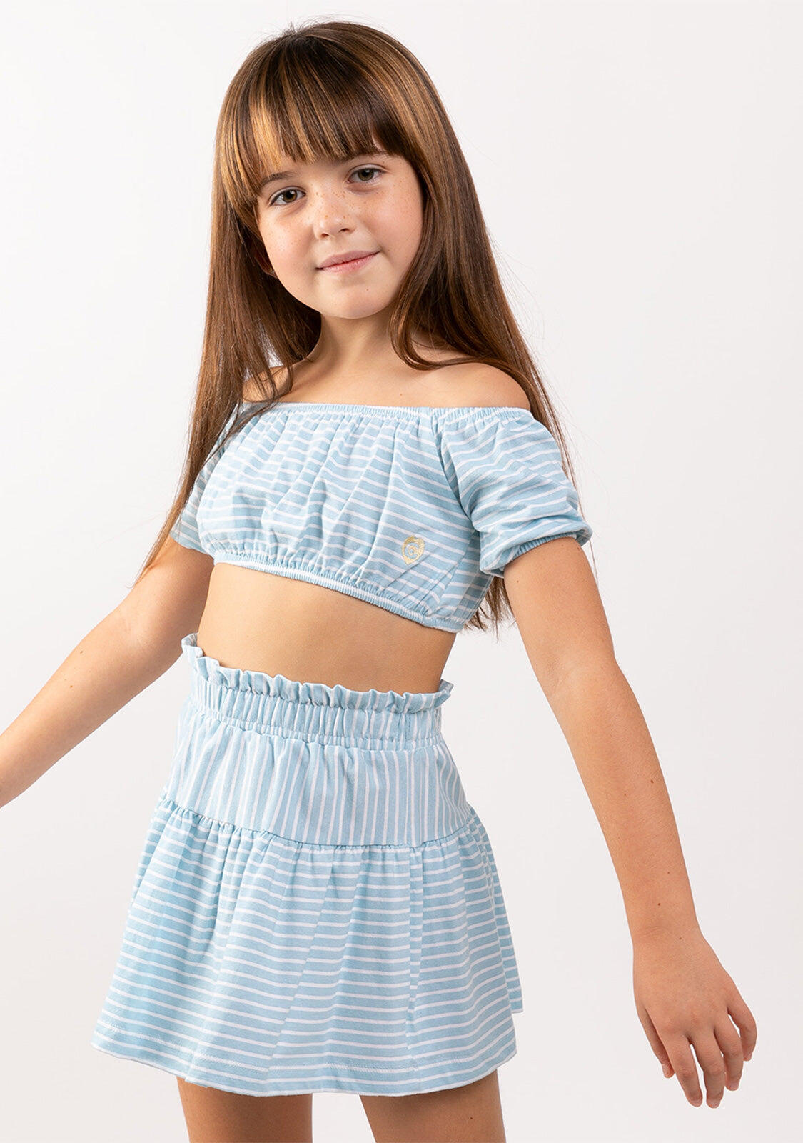 Top de rayas azuladas para niña 2/3