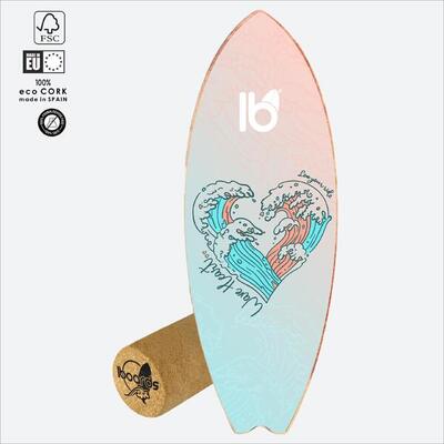 Balance Board IBOARDS Wave Heart – Surf Trainer mit Korkrolle