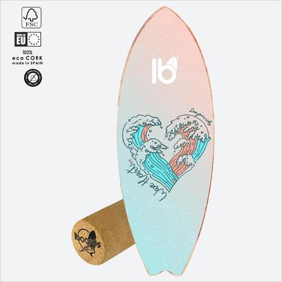 Balance Board IBOARDS Wave Heart – Surf Trainer mit Korkrolle