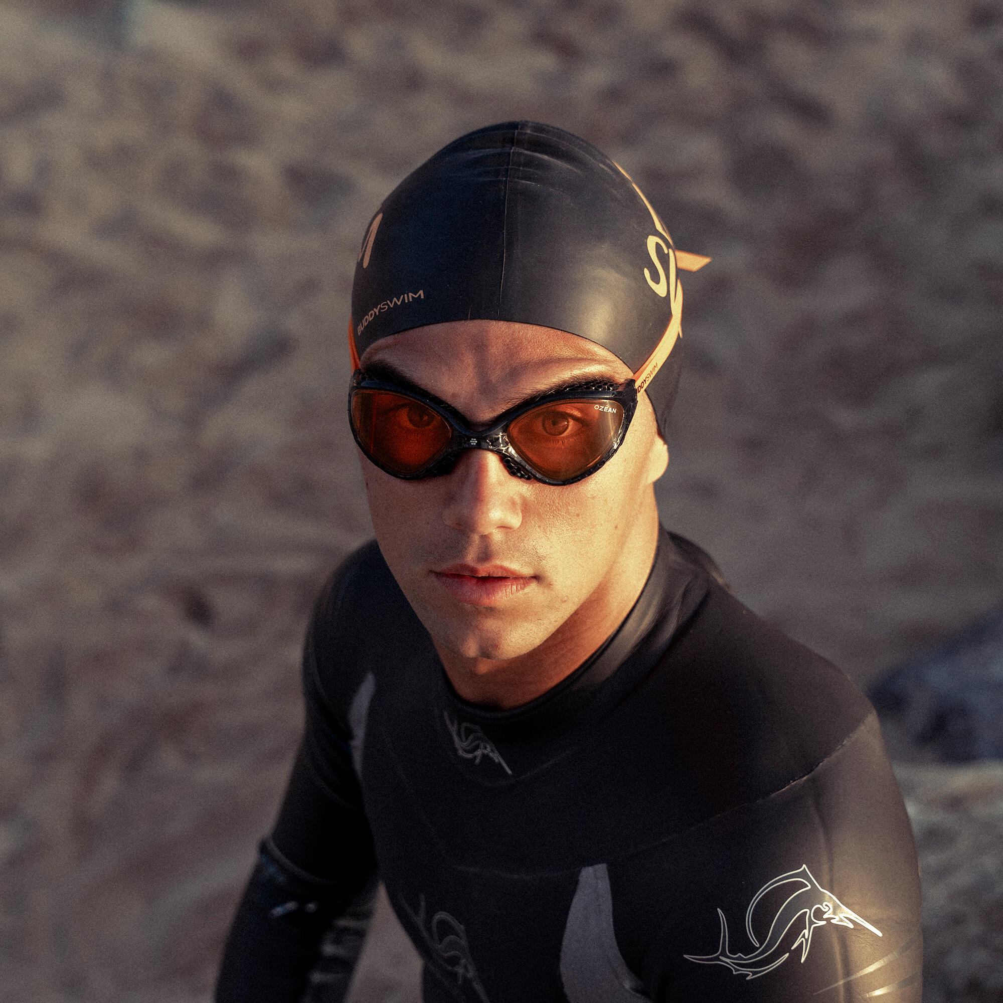 Occhialini da nuoto Ozean per acque libere e triathlon Nero-Arancione/Arancione 5/6