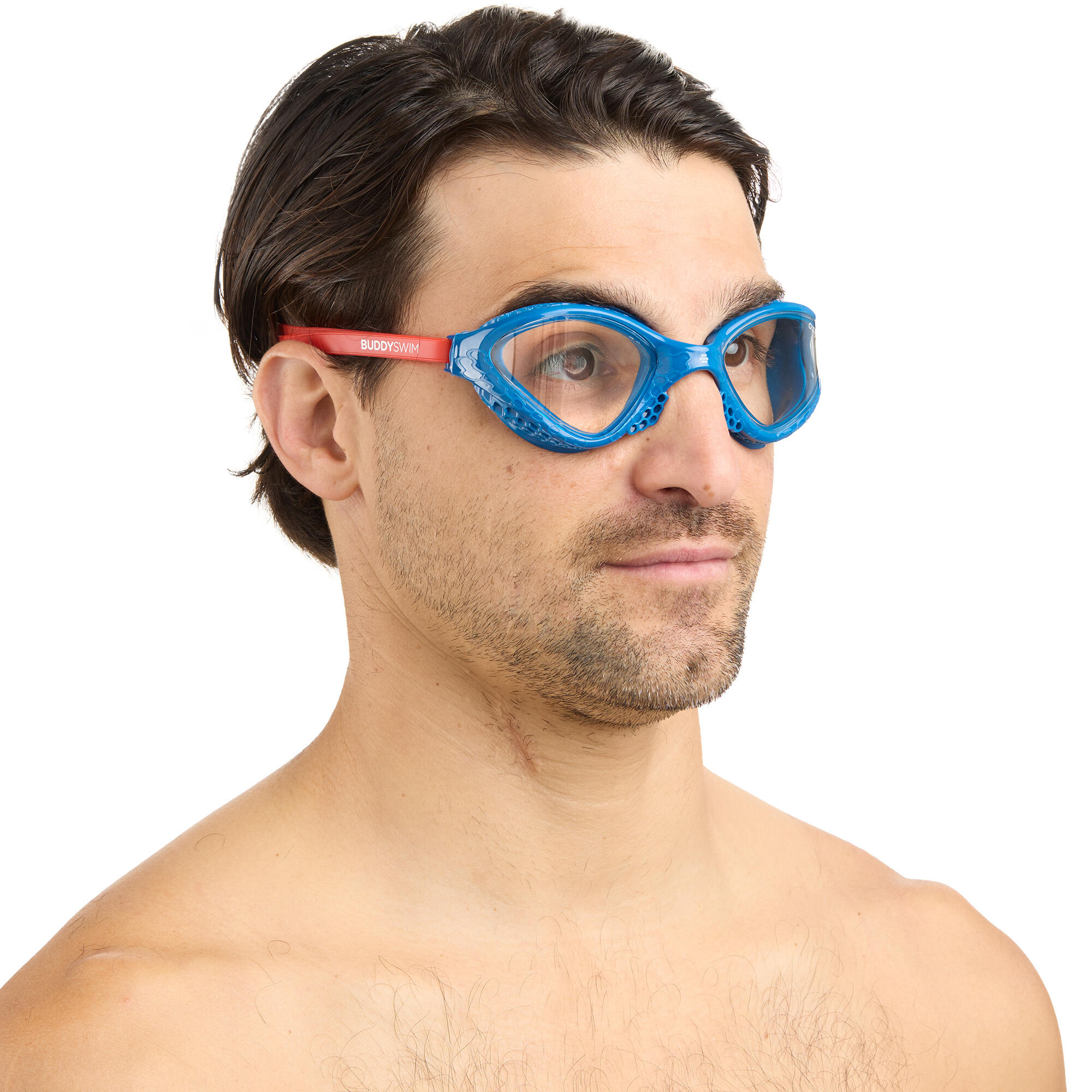 Ozean zwembril voor open water en triatlon Navy-Rood/Transparant 4/4