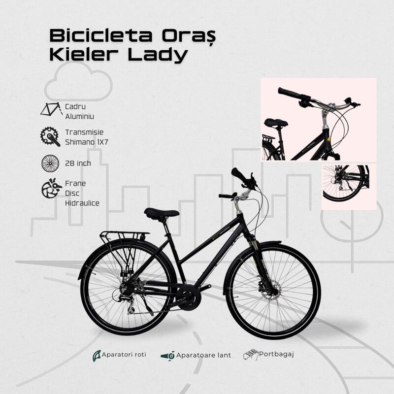 Bicicleta Oras Kieler Lady - 28 Inch, M, Negru