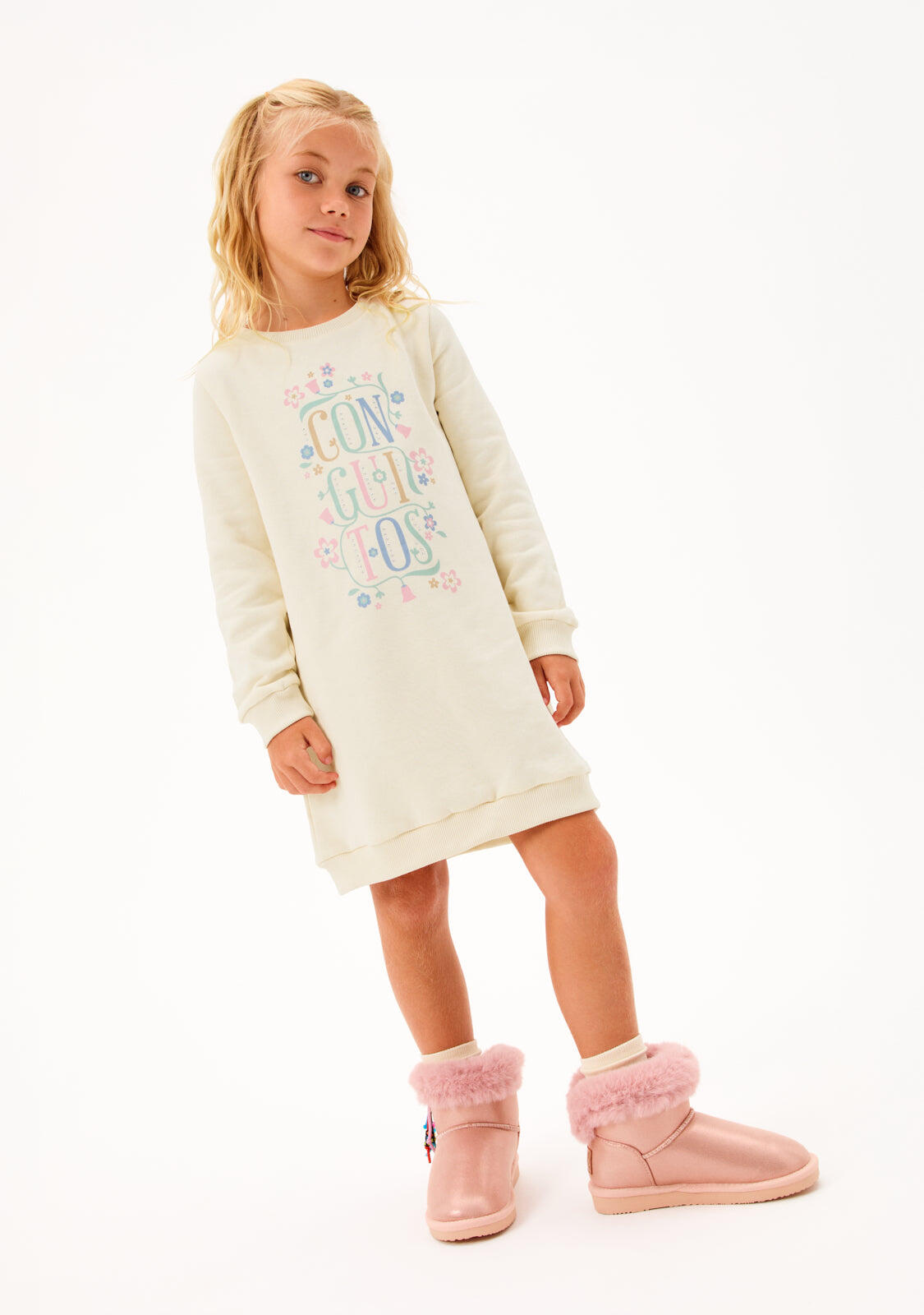 Vestido Sudadera Niña con Estampado Floral 4/5