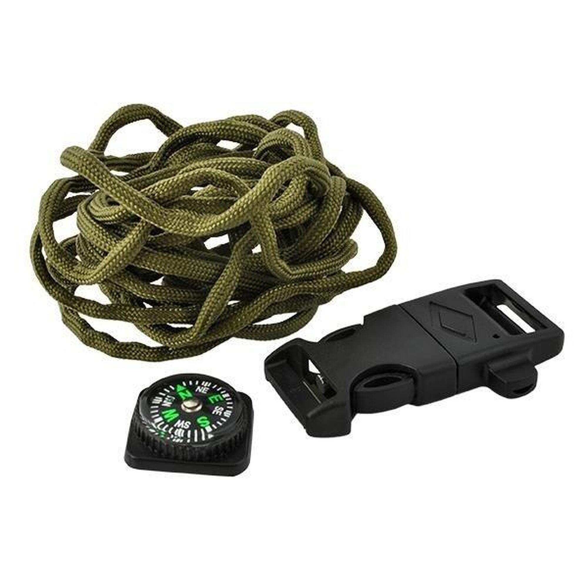 Bratara cu busola, rezistenta la apa, verde kaki, inchidere cu clips