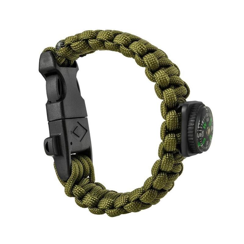 Bratara cu busola, rezistenta la apa, verde kaki, inchidere cu clips