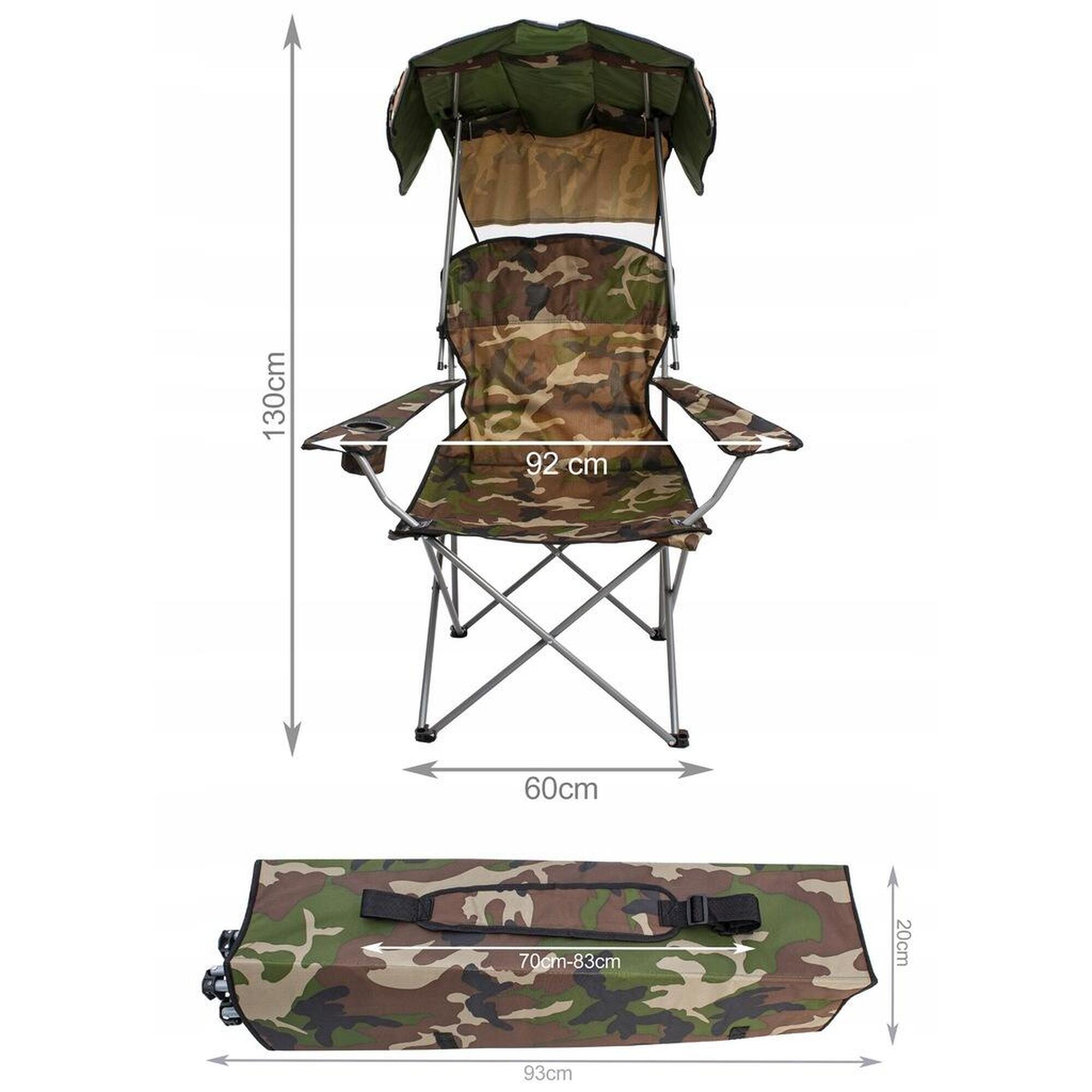 Scaun pliabil pentru pescuit, acoperis impotriva soarelui, 120 kg, 92x130 cm
