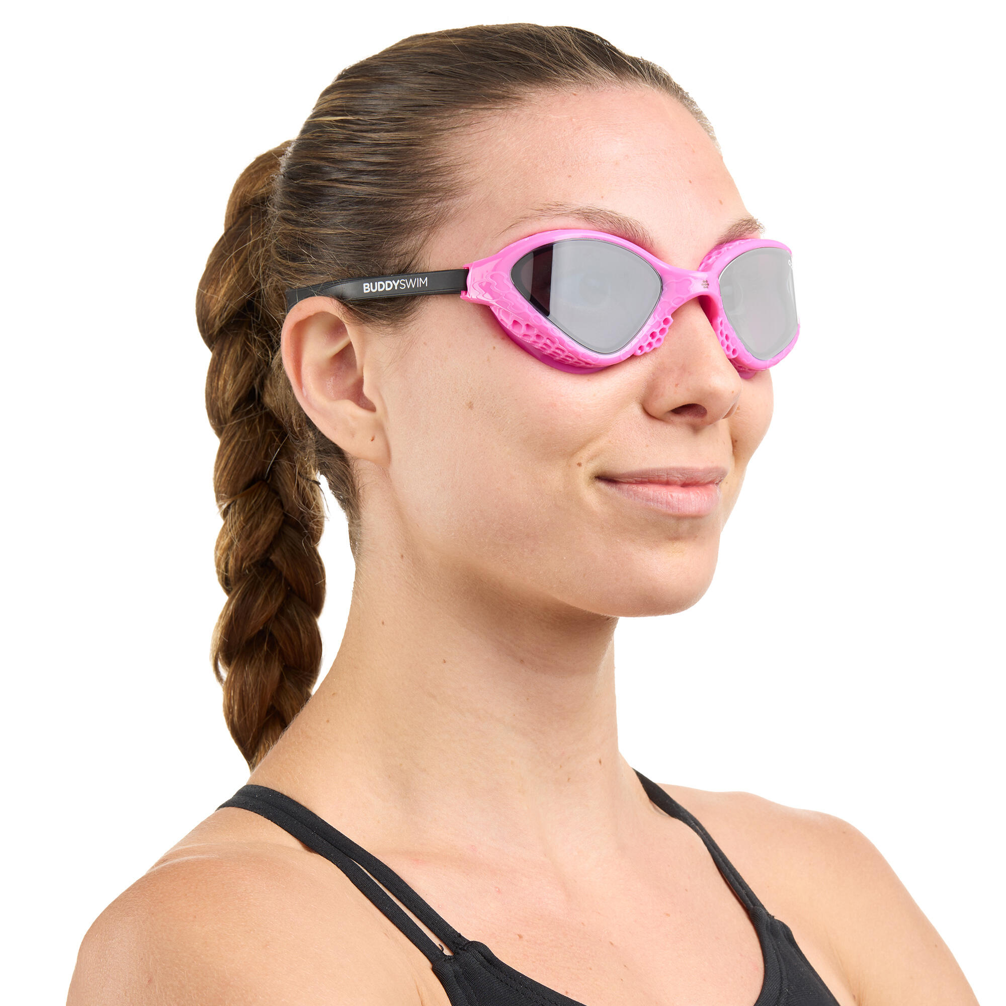 Lunettes de natation Ozean Open Water et Triathlon Rose-Noir/Fumée 3/6