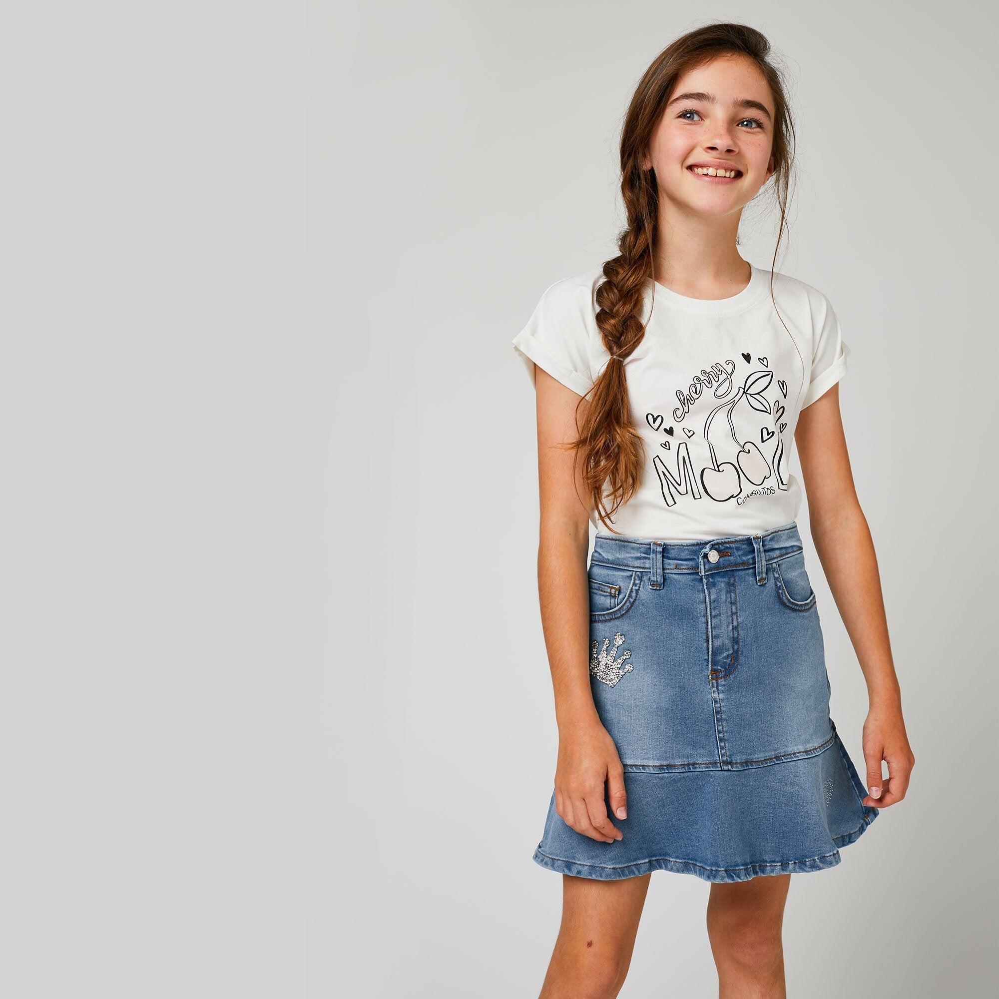 Camiseta blanca "Solar Cherries" para niña 3/4