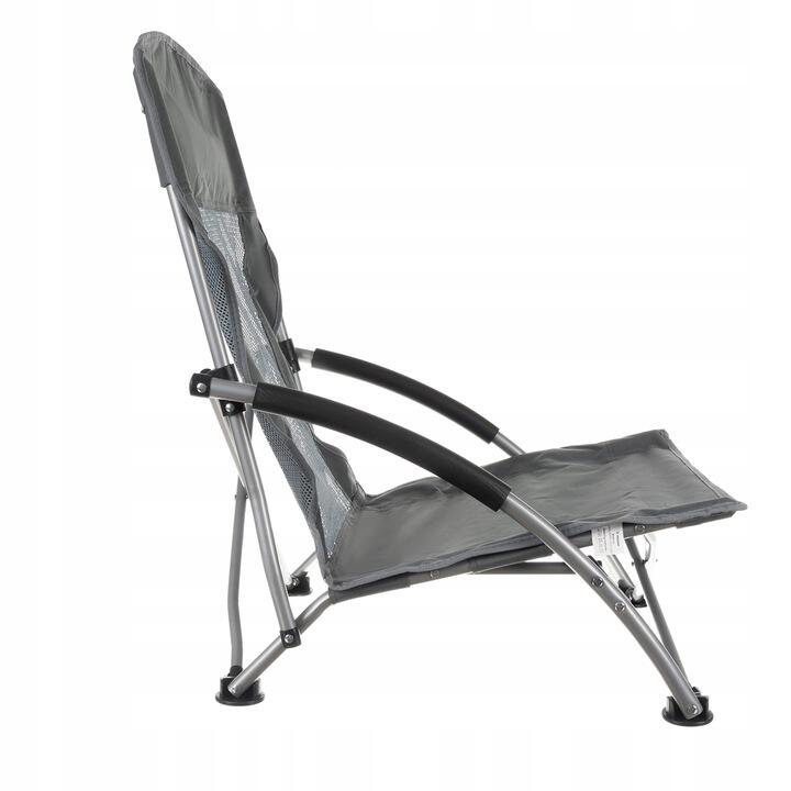 Scaun pliabil camping, geanta de transport, cadru metalic, 69 x 50 x 55 cm, gri