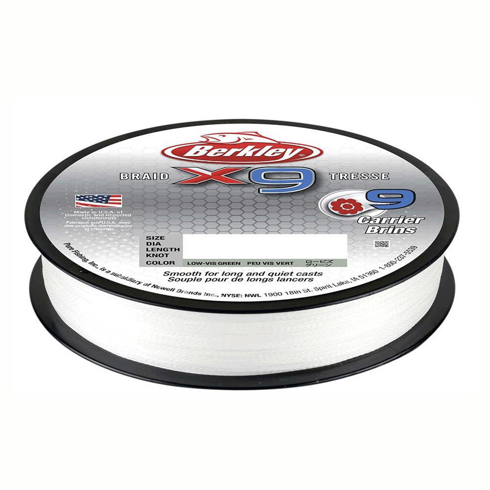 Berkley Spool 100lb X9 200m Braided Fishing Line-Crystal White 9 Carrier Braid