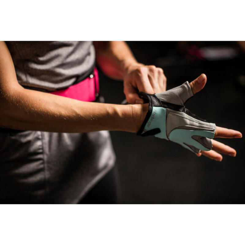 Guanti per sollevamento pesi e allenamento da donna - Training Grip - Blu/grigio