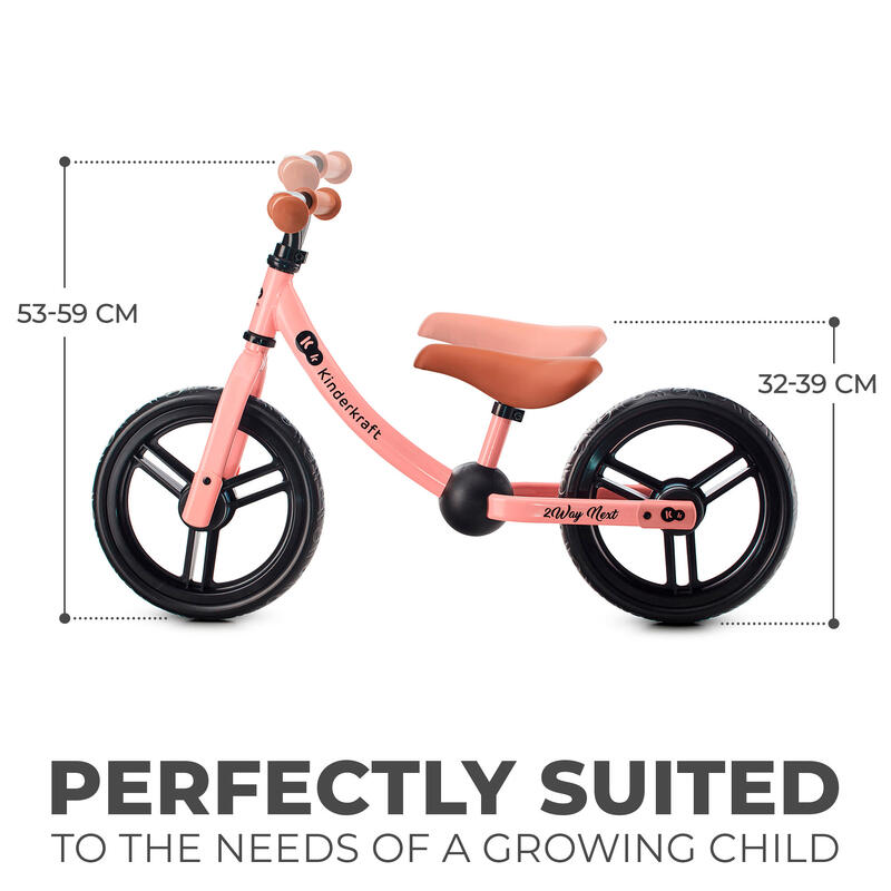 BICICLETA FARA PEDALE, KINDERKRAFT - 2WAY NEXT, PORTOCALIU, 12INCH, ROSE PINK