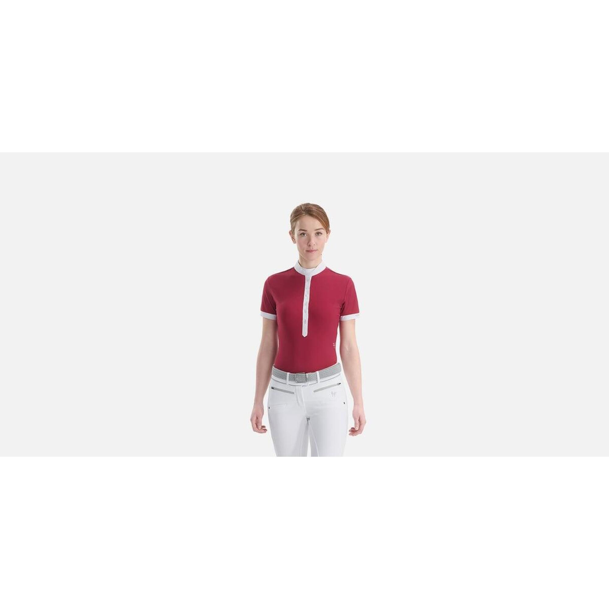 Horse Pilot - Chemise De Concours Manches Courtes Équitation Femme Aerolight - Chemise Manches Courtes - Rose|rouge - Decathlon