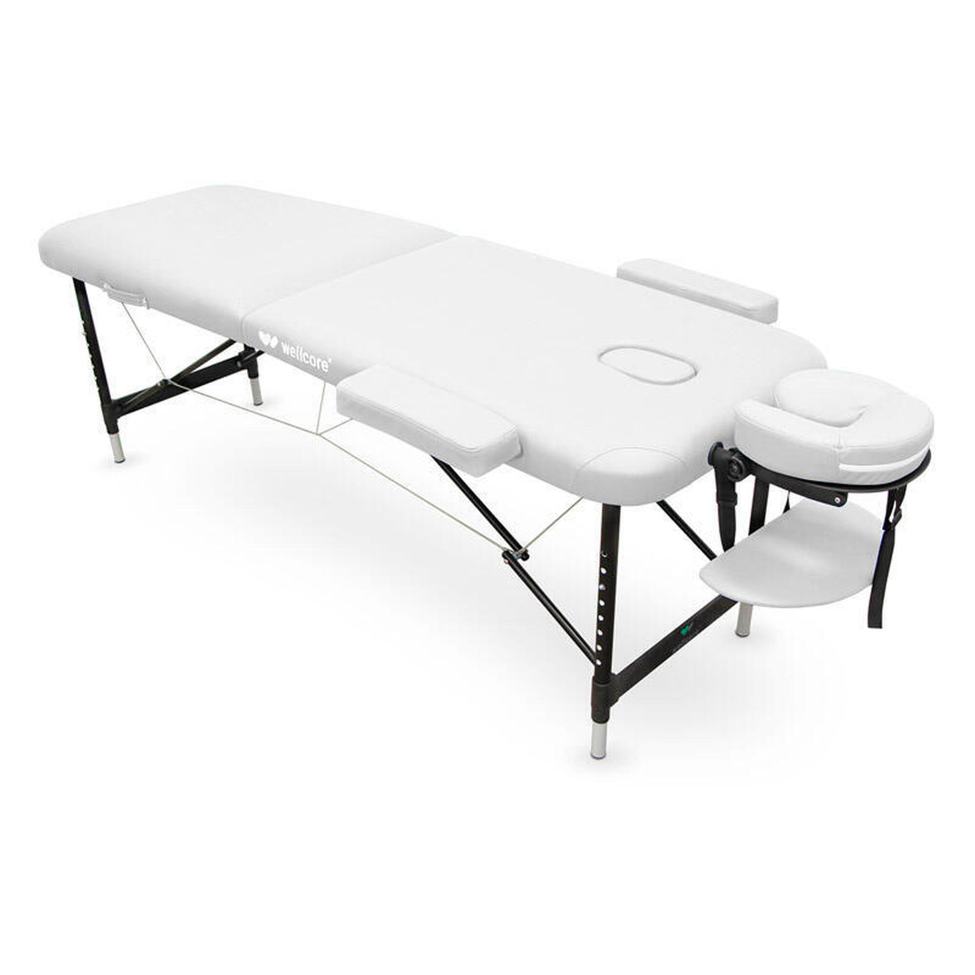 Wellcore - Civière Pliante En Aluminium Wellcore 185 X 60 Cm Avec Accoudoirs - Table De Massage - Blanc - No Size - Decathlon