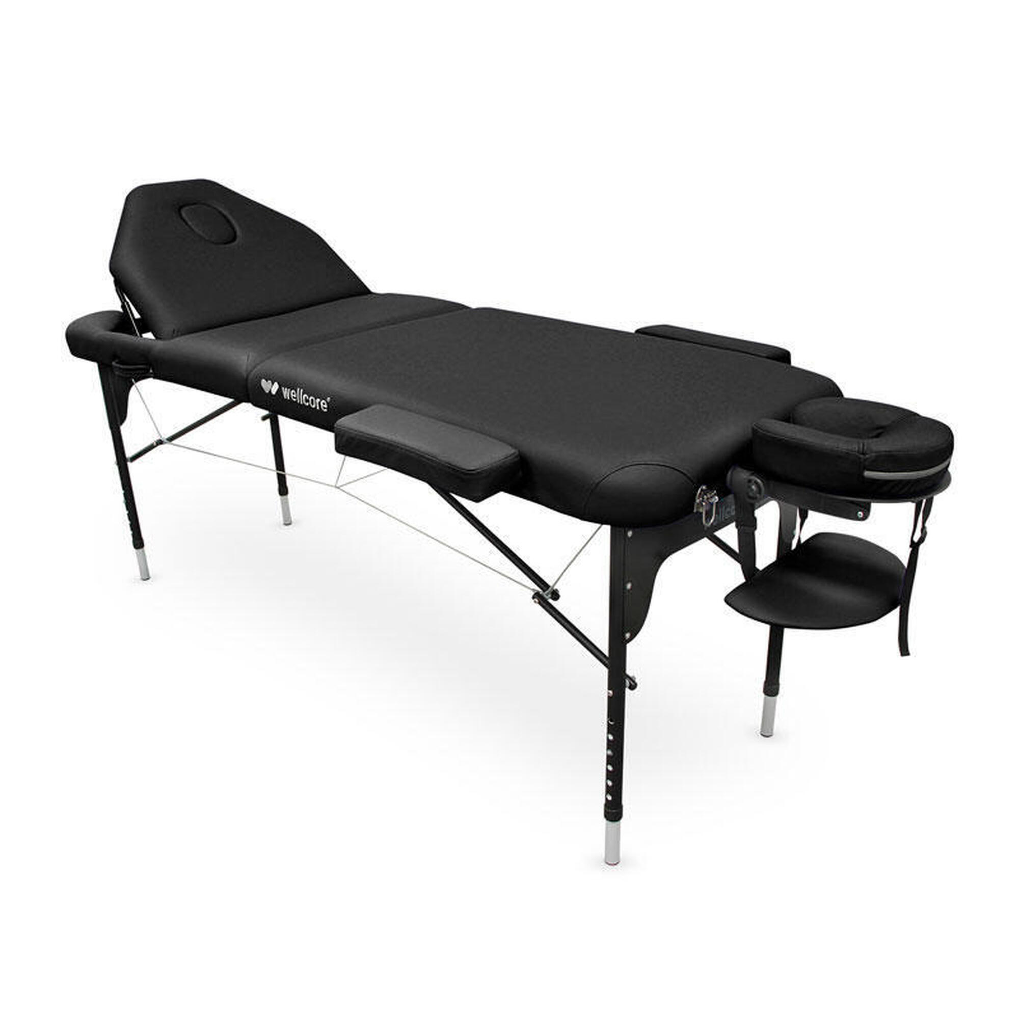 Wellcore - Table De Massage Pliante Wellcore Avec Dossier Rabattable En Aluminium 185 X 65 - Table De Massage - Noir - No Size - Decathlon