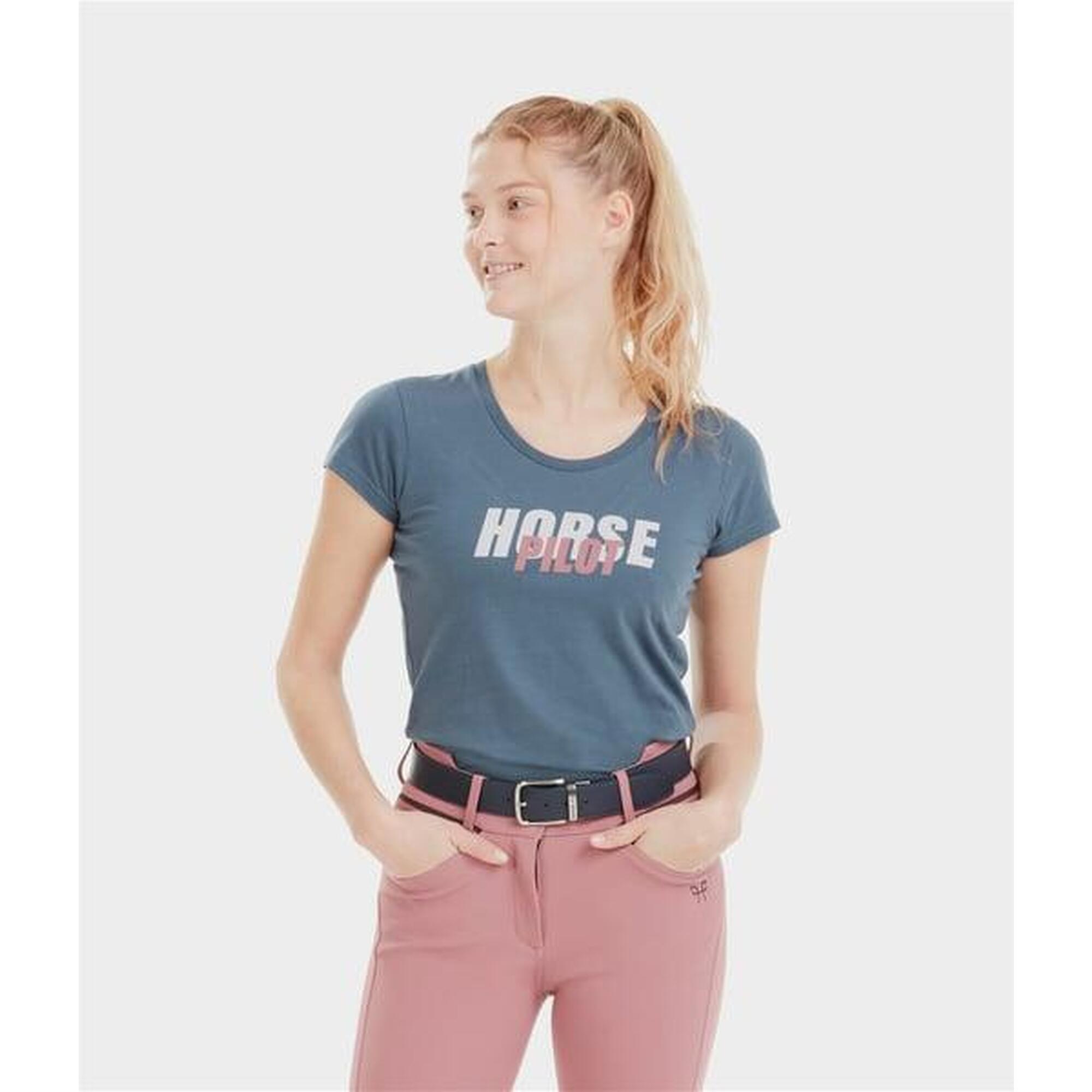 Horse Pilot - T-shirt D'Équitation Team Shirt - T-shirt Manches Courtes - Bleu - Decathlon