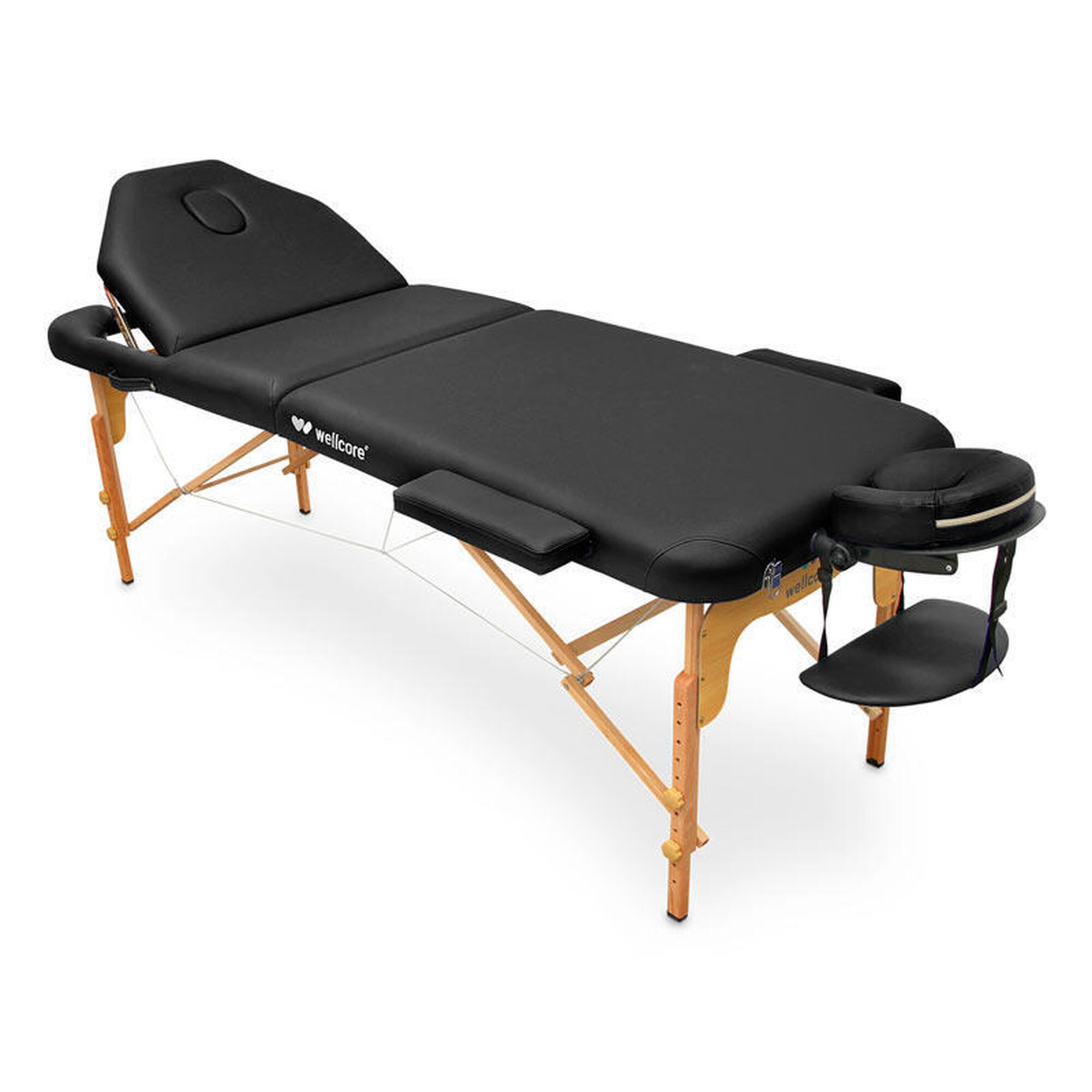 Wellcore - Table De Soins Pliante En Bois Wellcore 195 X 70 Cm Avec Dossier Rabattable - Table De Massage - Noir - No Size - Decathlon