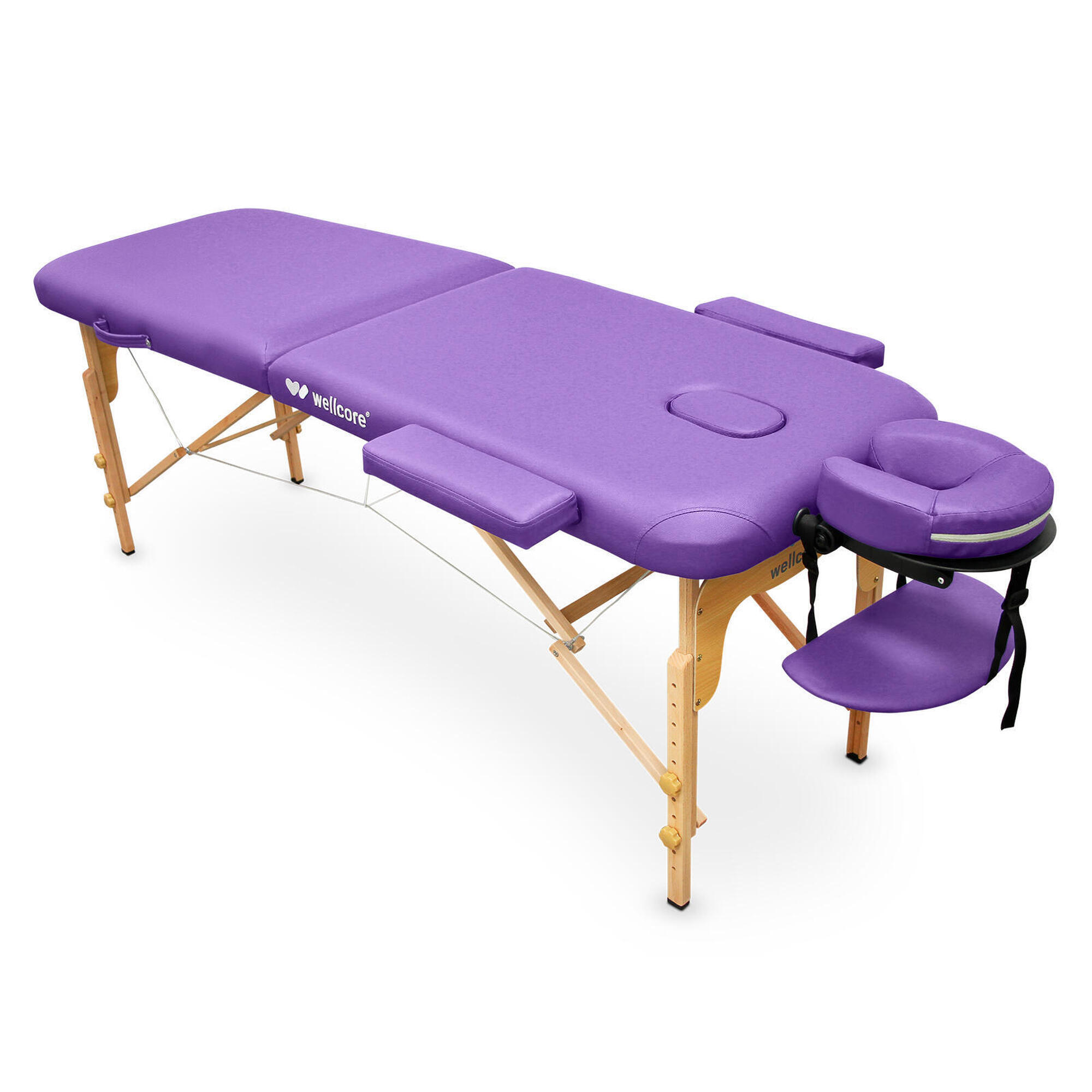Wellcore - Table De Soins Pliante En Bois Wellcore 180 X 60 Cm Avec Accoudoirs - Table De Massage - Violet - No Size - Decathlon