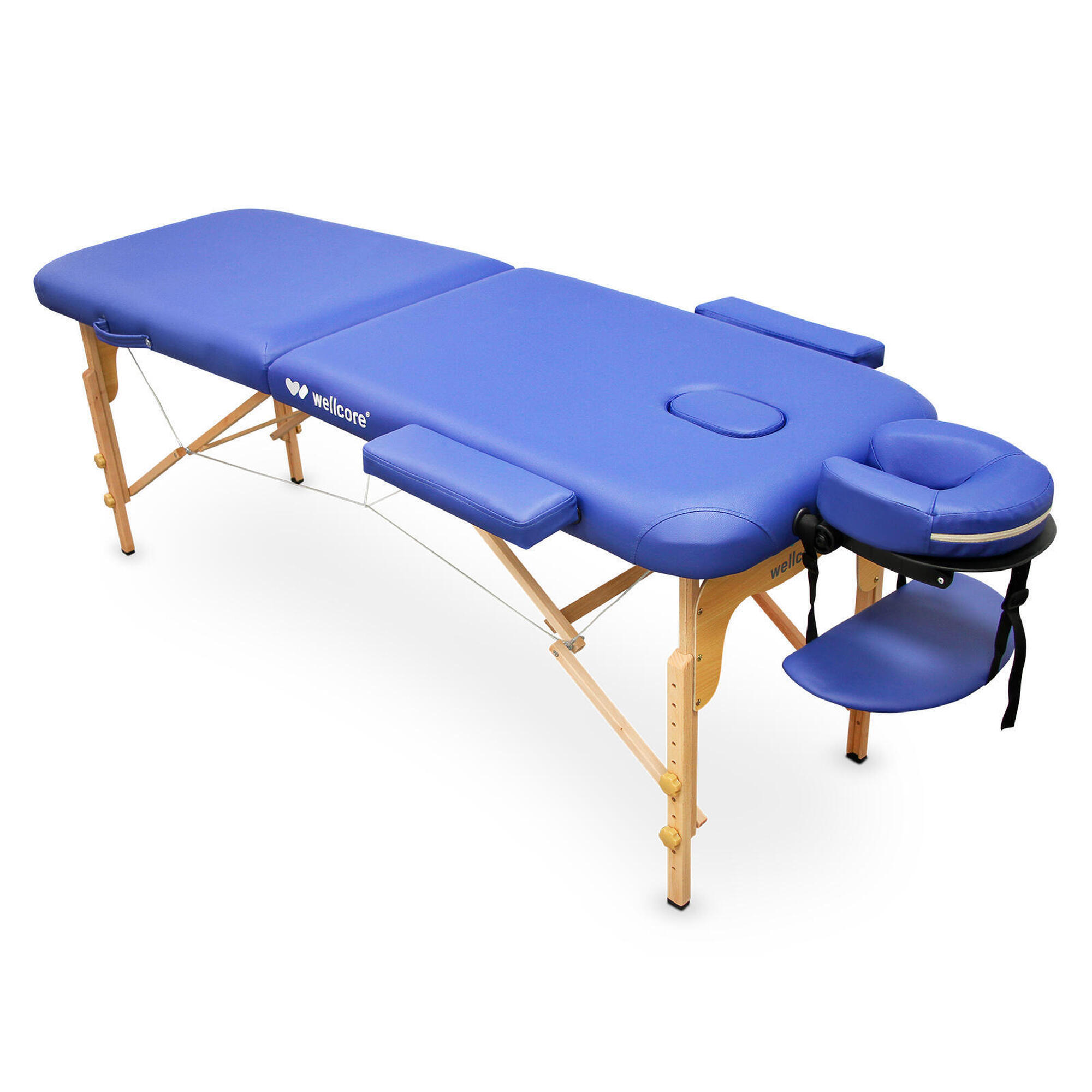 Wellcore - Table De Soins Pliante En Bois Wellcore 180 X 60 Cm Avec Accoudoirs - Table De Massage - Bleu - No Size - Decathlon