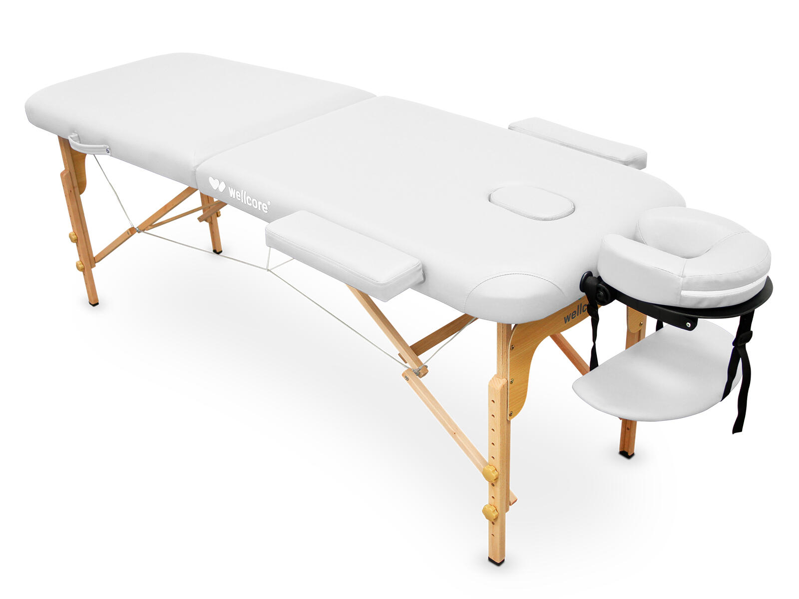 WELLCORE Lettino per trattamenti pieghevole in legno Wellcore 180 x 60 cm con braccioli