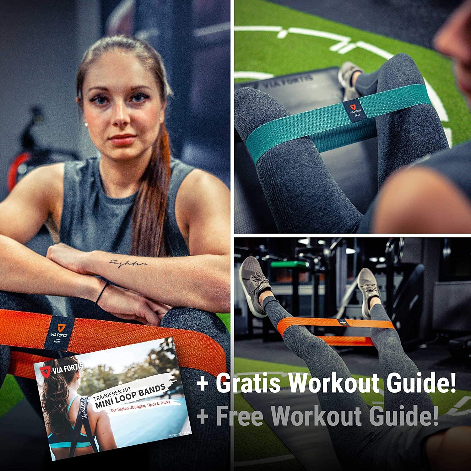 Bande élastique Musculation VIA FORTIS – Lot De Plusieurs Niveaux De Résistance, Avec Guide D'exercices Et Sac De Transport