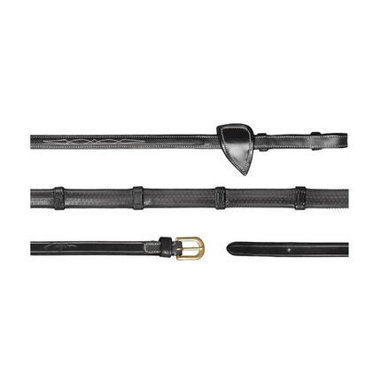 Rênes pour cheval en caoutchouc avec 7 arretoirs Dy'on 1/2