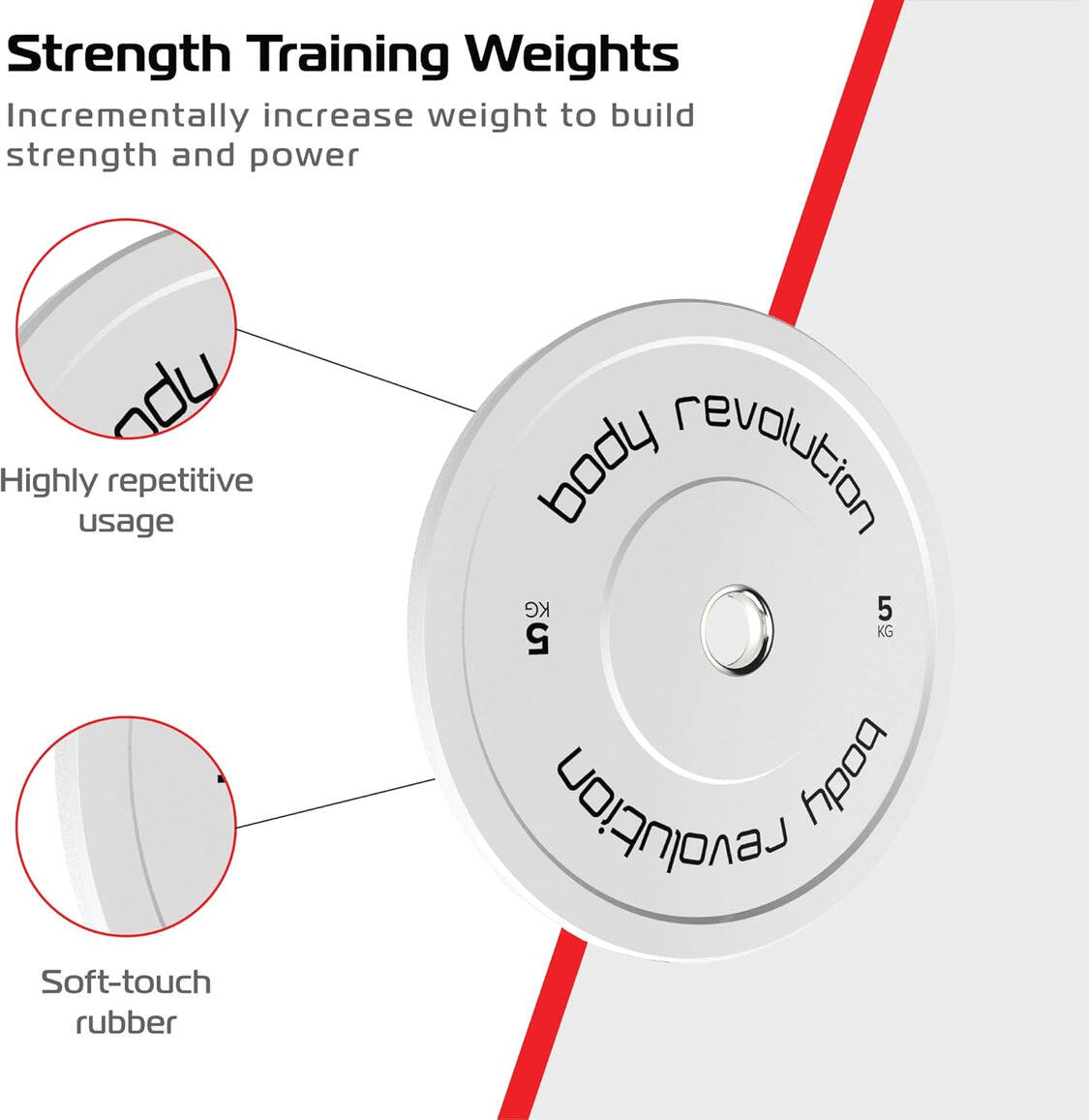 Body Revolution Olympic Bumper Plates, Farbe, 5 kg, Paar 4/6