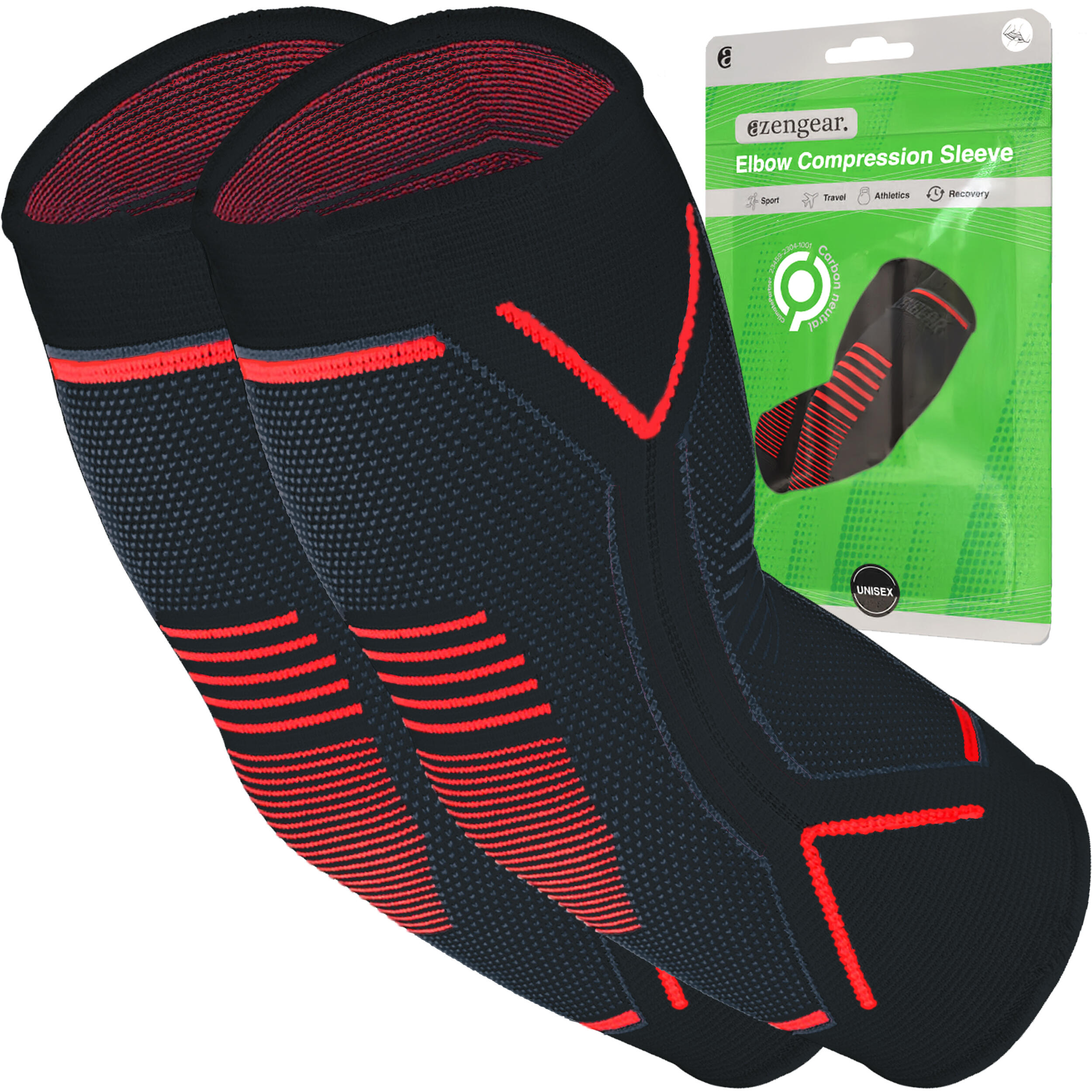 Azengear - Coudière De Compression Et De Maintien (paire), Manchon De Bras (xl) - Coudière De Maintien - Noir|rouge - Decathlon