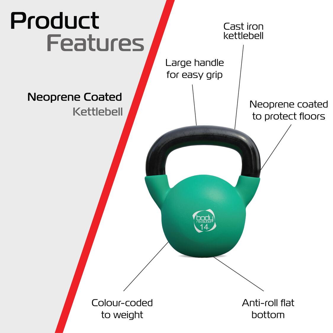 Body Revolution 14 kg neopreen kettlebell 2/6