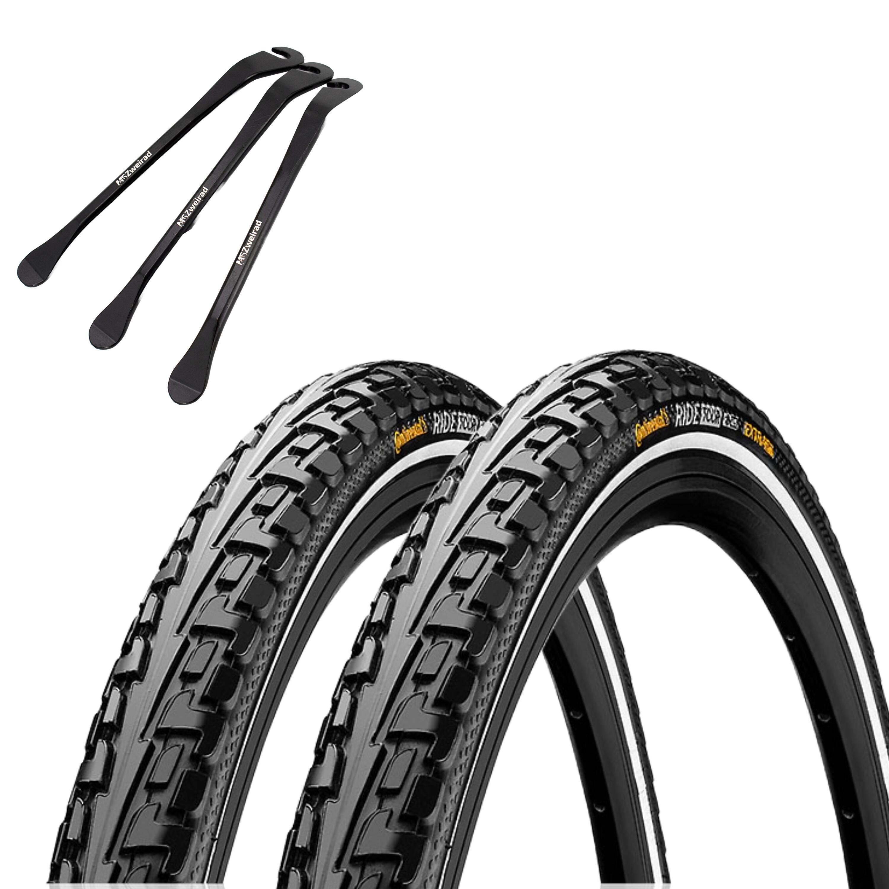 2x Continental Reifen Ride Tour Schwarz Reflex 28 x 1,60 (42-622) + Reifenheber 1/7