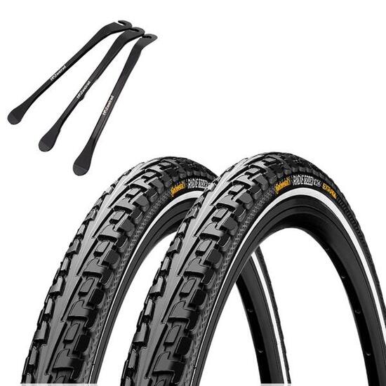 2x Continental Reifen Ride Tour Schwarz Reflex 28 x 1,60 (42-622) + Reifenheber