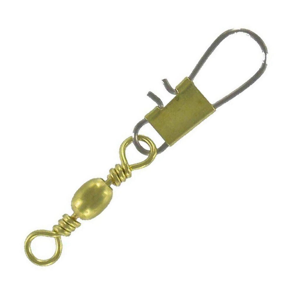 10 Pack of Size 8 Asari Brass Barrel Fishing Swivels with Interlock Snaps - 16kg