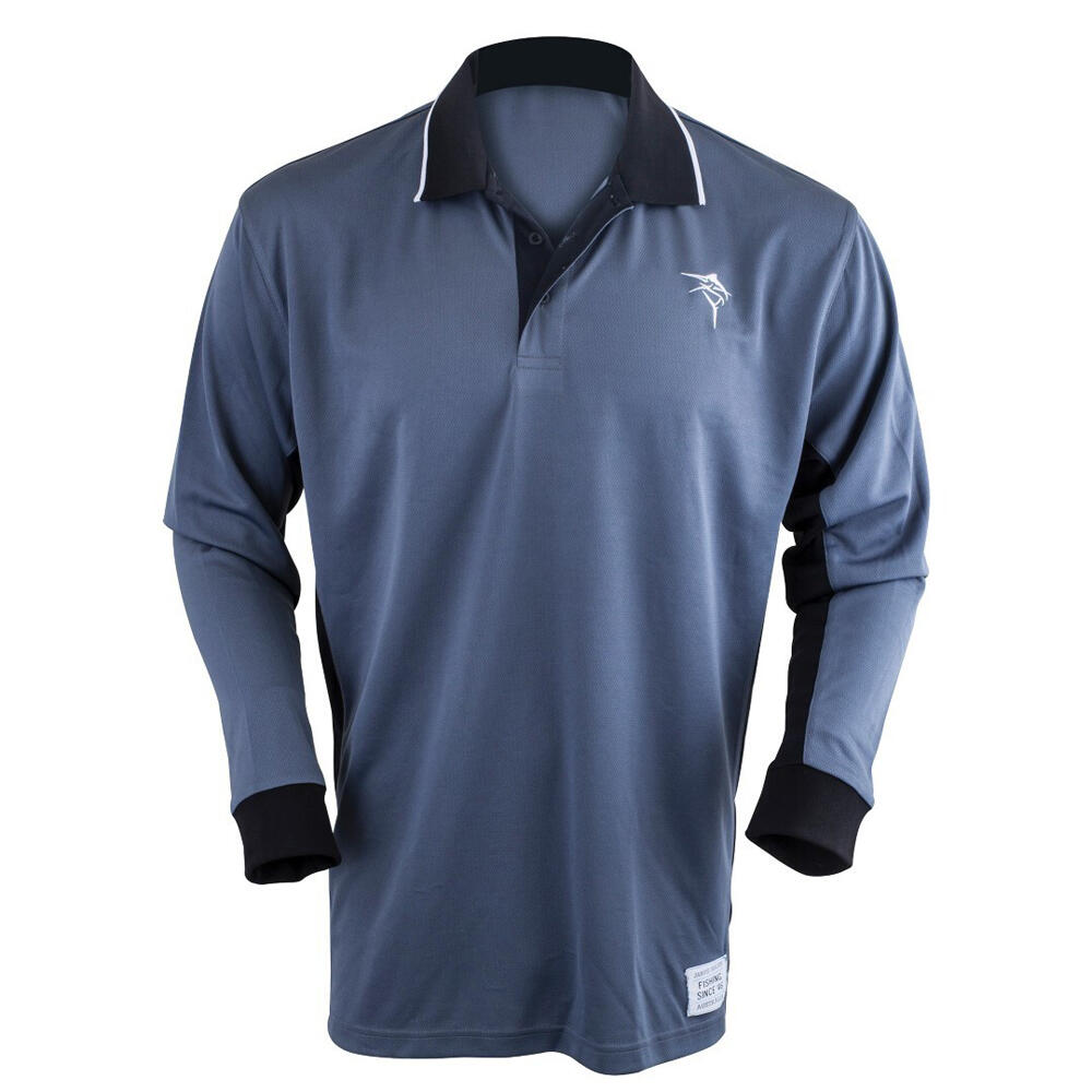 Jarvis Walker Grey Long Sleeve Fishing Shirt w/ Collar Light Fishing Jersey