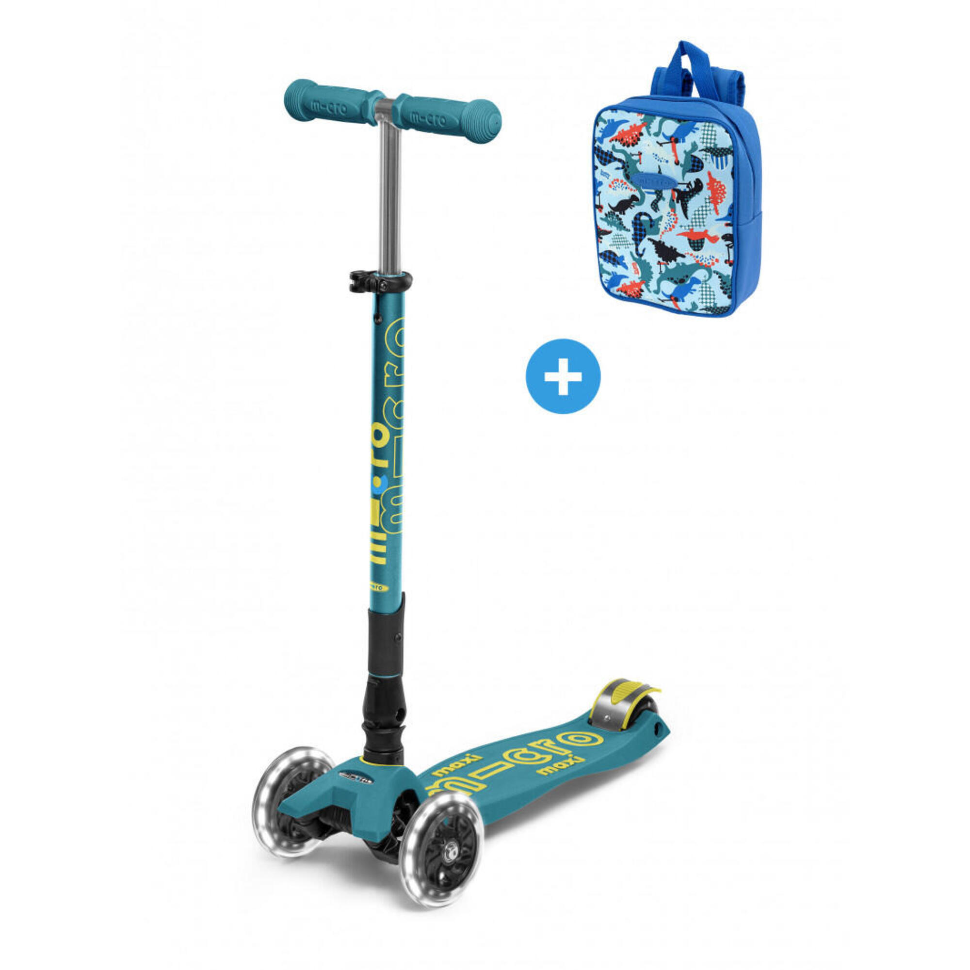 Maxi Micro Deluxe pliable Bleu Pétrole roues LED