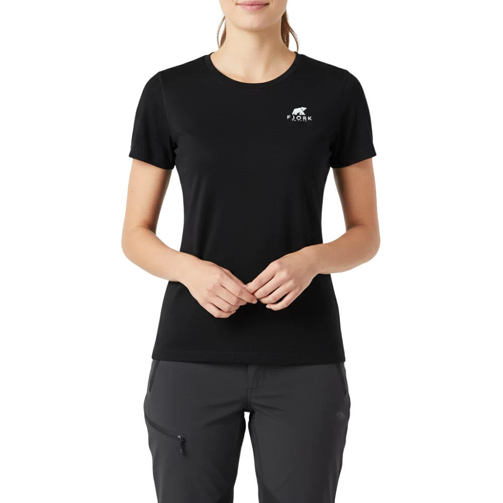 Fjork Merino - T-shirt De Trekking En Mérinos Femme - T-shirt Manches Courtes - Noir - 38 S - Decathlon