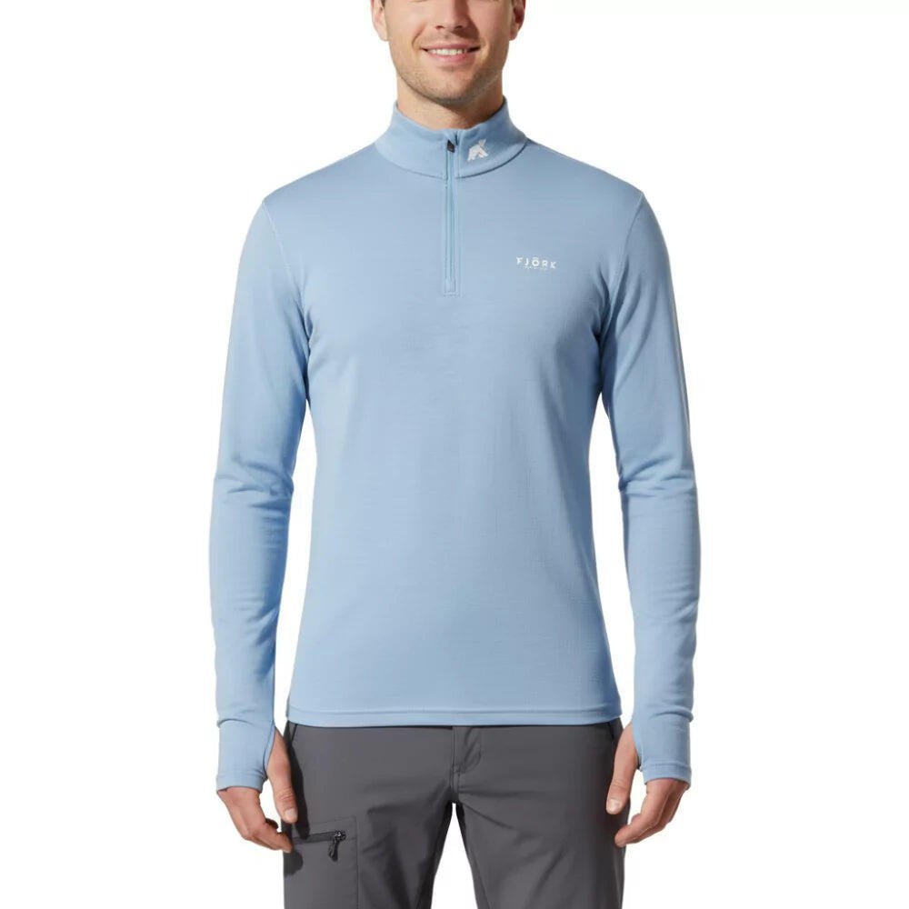 T-shirt męski z długim rękawem, wykonany w 100% z wełny merynosów – Finn 210 Zip