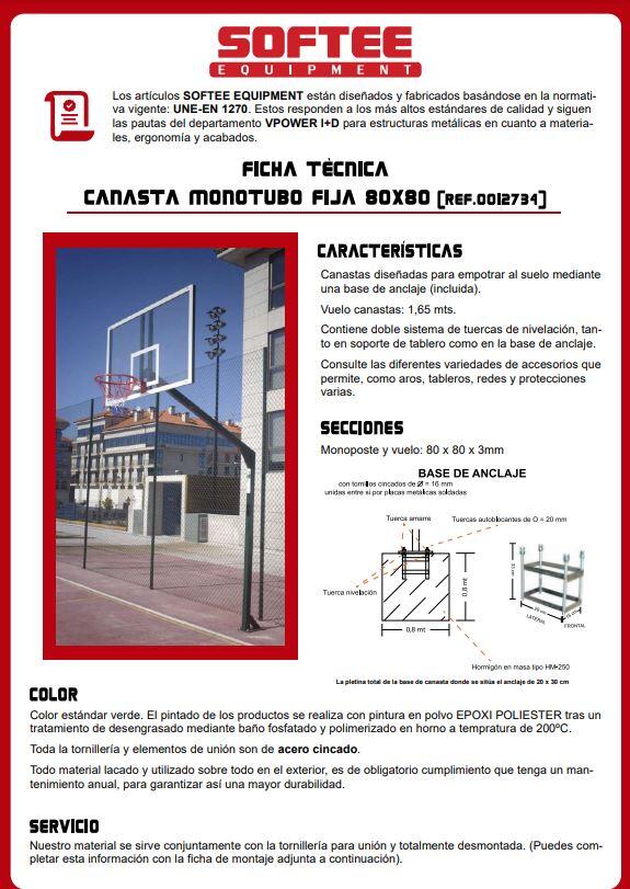 Juego de 2 canastas de baloncesto fijas con base para anclaje sin tableros ni ar 3/4