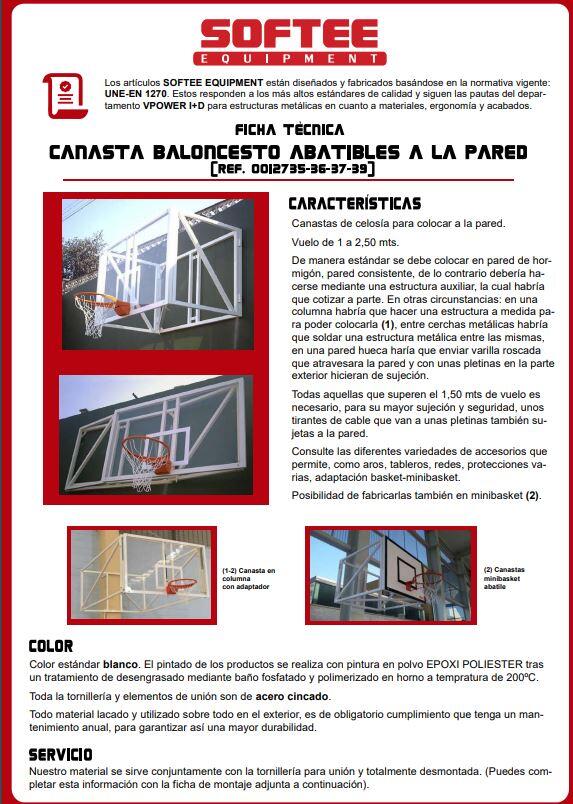 JUEGO CANASTAS BALONCESTO ABATIBLES VUELO 1 MT -SIN TABLERO, NI ARO - 2/5
