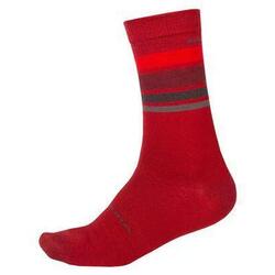 Chaussettes Endura BaaBaa Merino à rayures — Rouge
