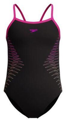 Speedo plastisol plaatsingsbadpak zwart/roze meisjes