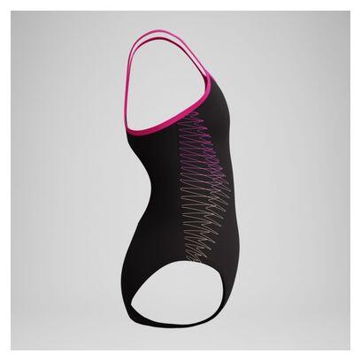 Maillot de bain Speedo Plastisol Placement Noir/Rose Fille 4/4